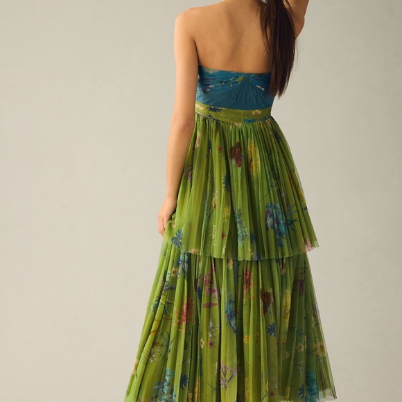 Anthropologies Geisha Designs Pleated Strapless Floral Dress - Picture 3 of 8